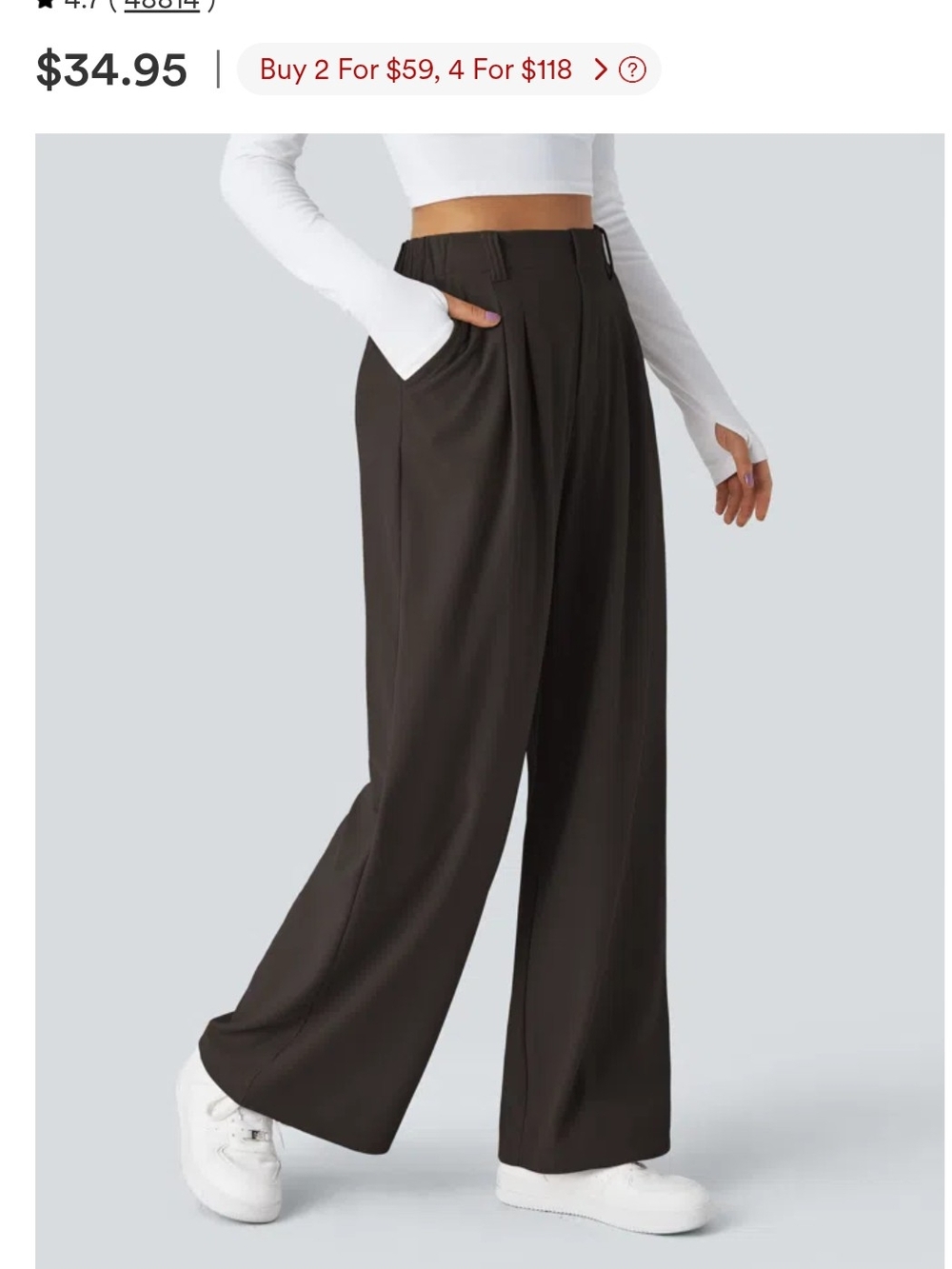 HALARA Wide-Leg High-Waist Pants in Dark Brown